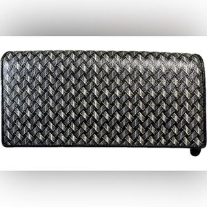 J. McLaughlin Black and White Woven Wallet